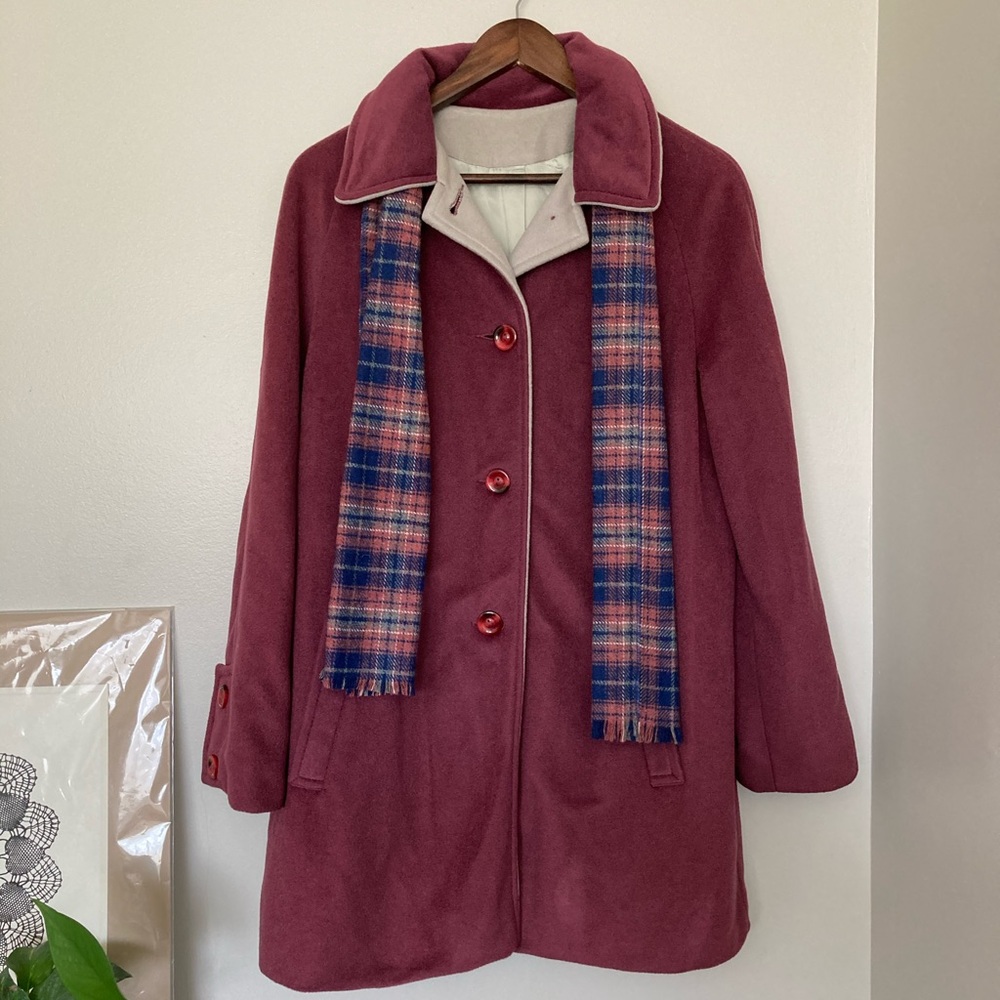 Vintage Veloura magenta pea coat
